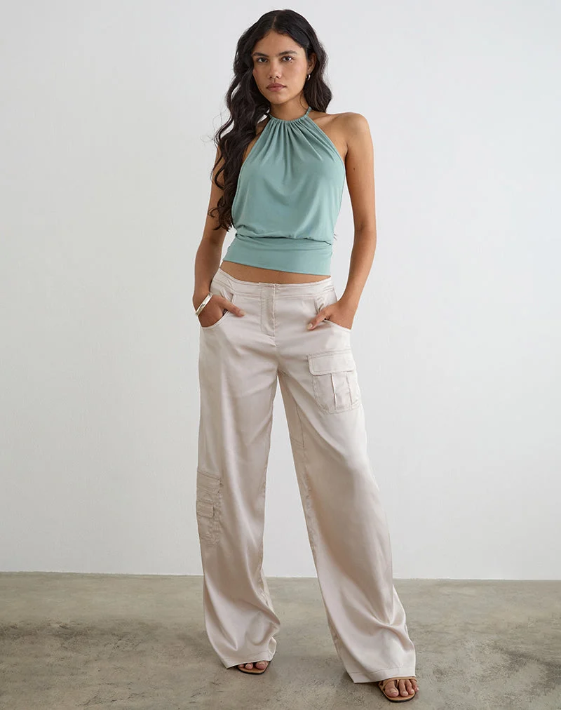 Pantalon cargo Grania à coupe droite, couleur crème