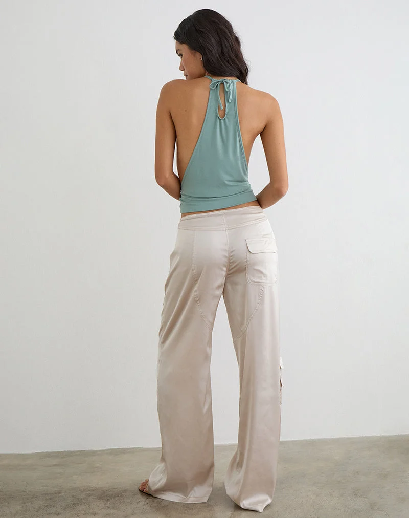 Pantalon cargo Grania à coupe droite, couleur crème