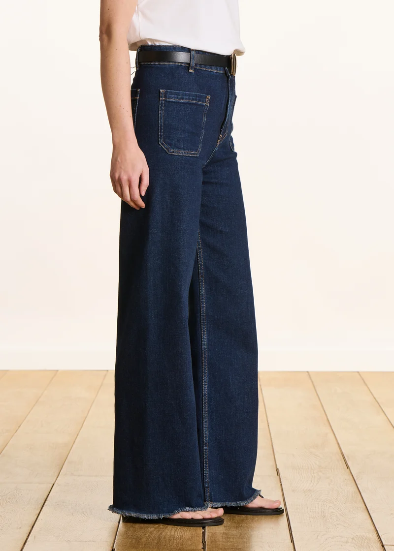 Jean flare brut taille haute en coton biologique