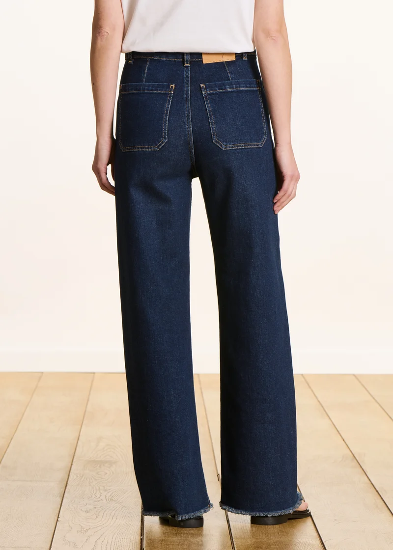 Jean flare brut taille haute en coton biologique
