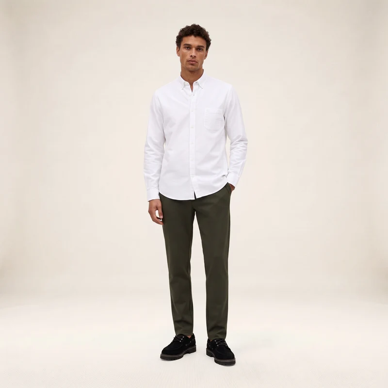 Chino coupe regular stretch taille élastiquée vert kaki 549
