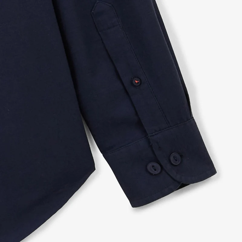 Chemise manches longues unie en coton Oxford bleu dark navy Charles