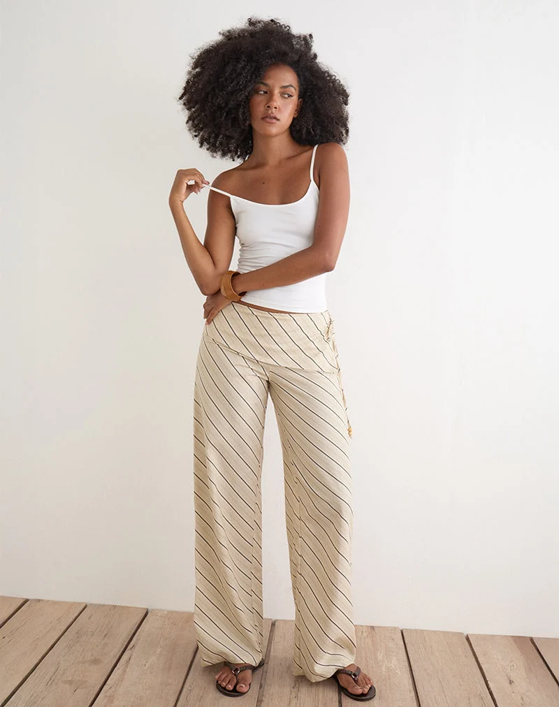Pantalon Faria, motif « Tilt Lines », beige