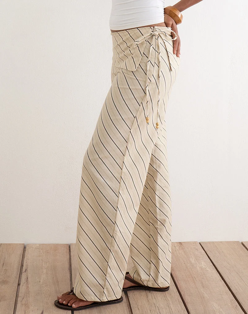 Pantalon Faria, motif « Tilt Lines », beige