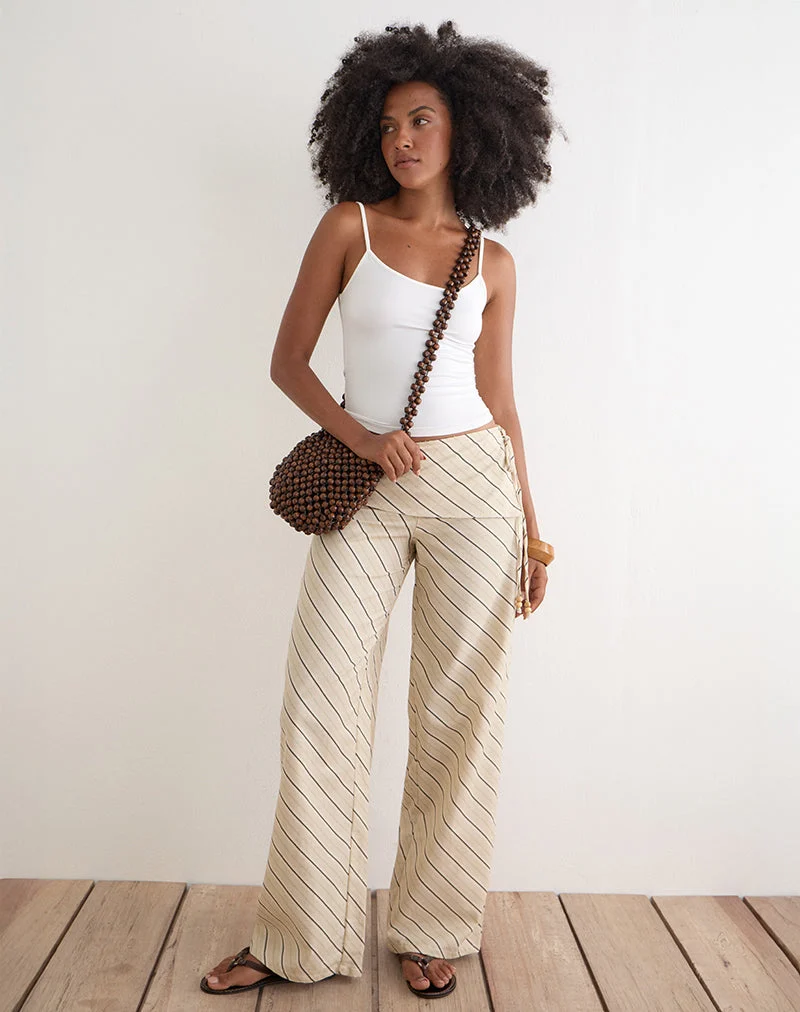 Pantalon Faria, motif « Tilt Lines », beige
