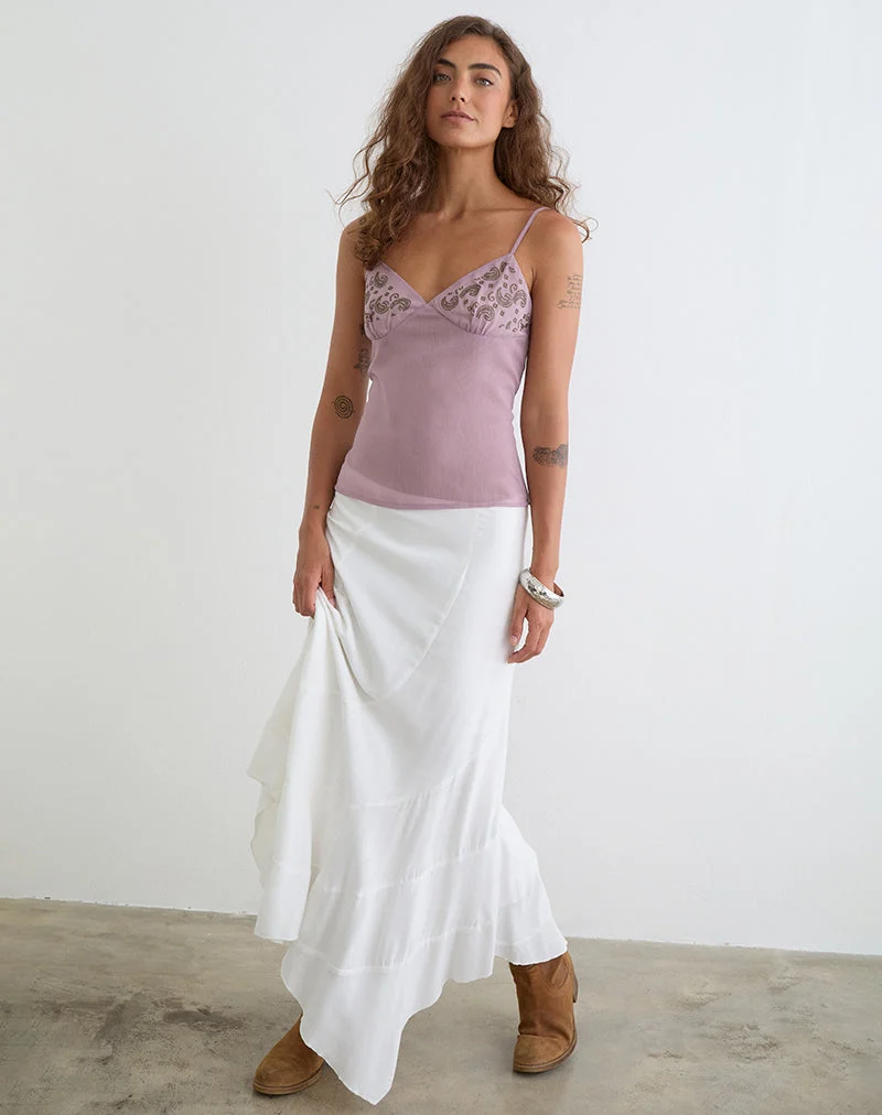 Haut « Cami » de Nisara, couleur mauve poudré, avec clous « Coma »