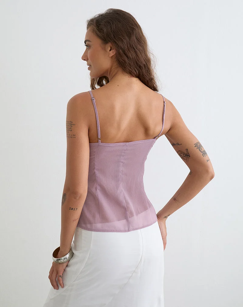 Haut « Cami » de Nisara, couleur mauve poudré, avec clous « Coma »
