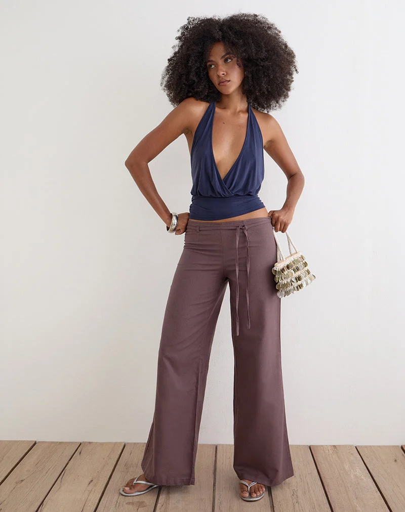 Pantalon Cisaw en lin, couleur marron taupe foncé