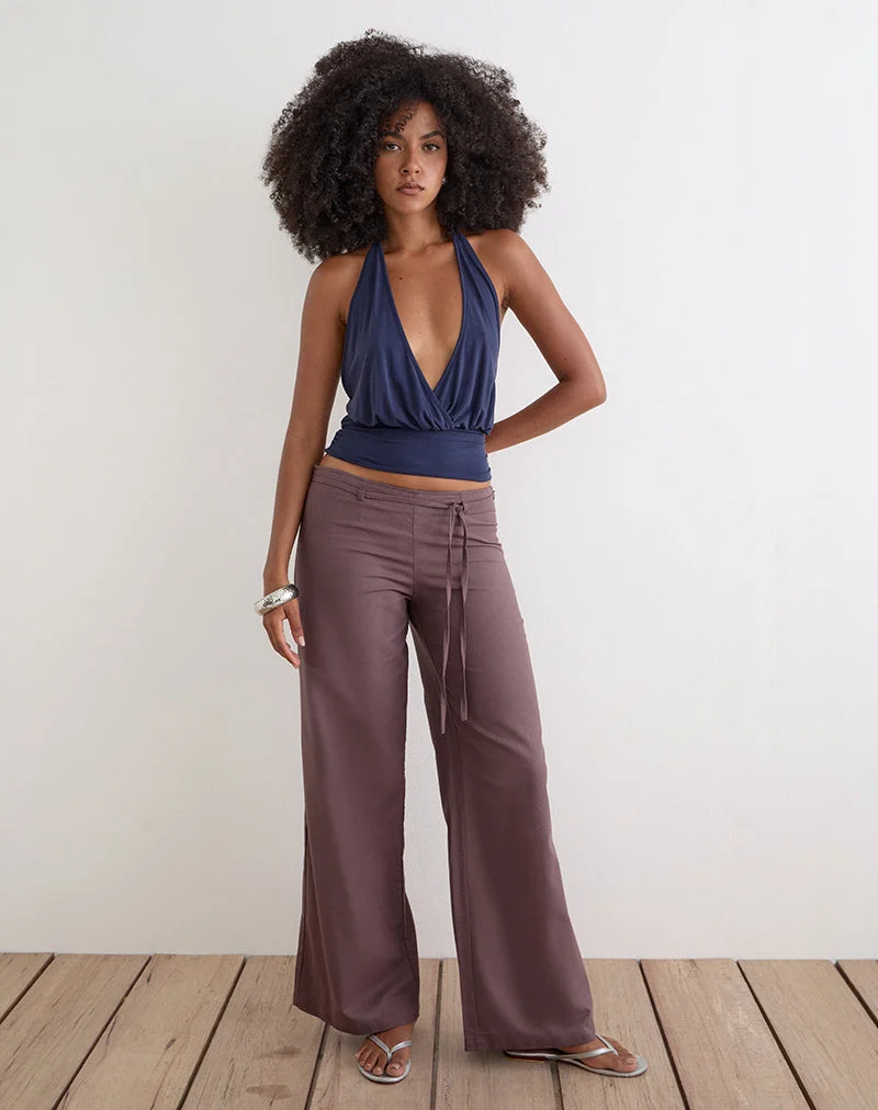 Pantalon Cisaw en lin, couleur marron taupe foncé