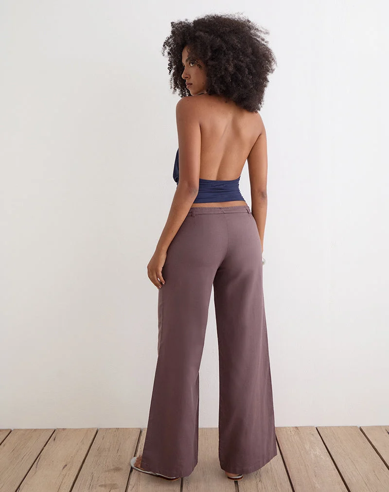 Pantalon Cisaw en lin, couleur marron taupe foncé