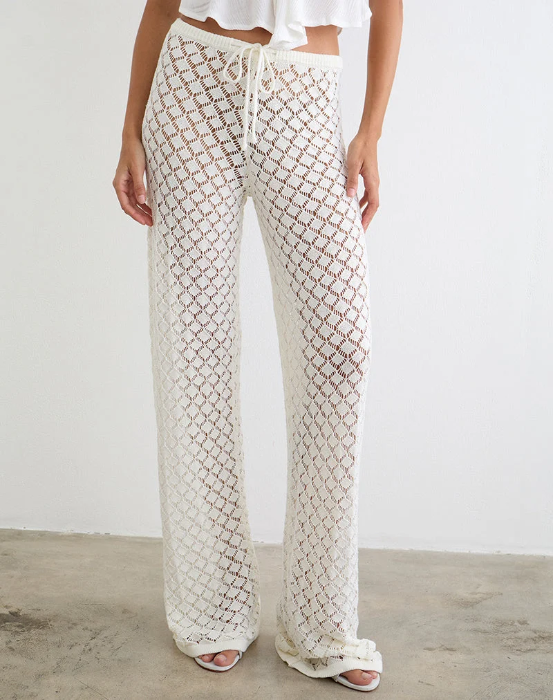 Pantalon Zahli en maille blanche