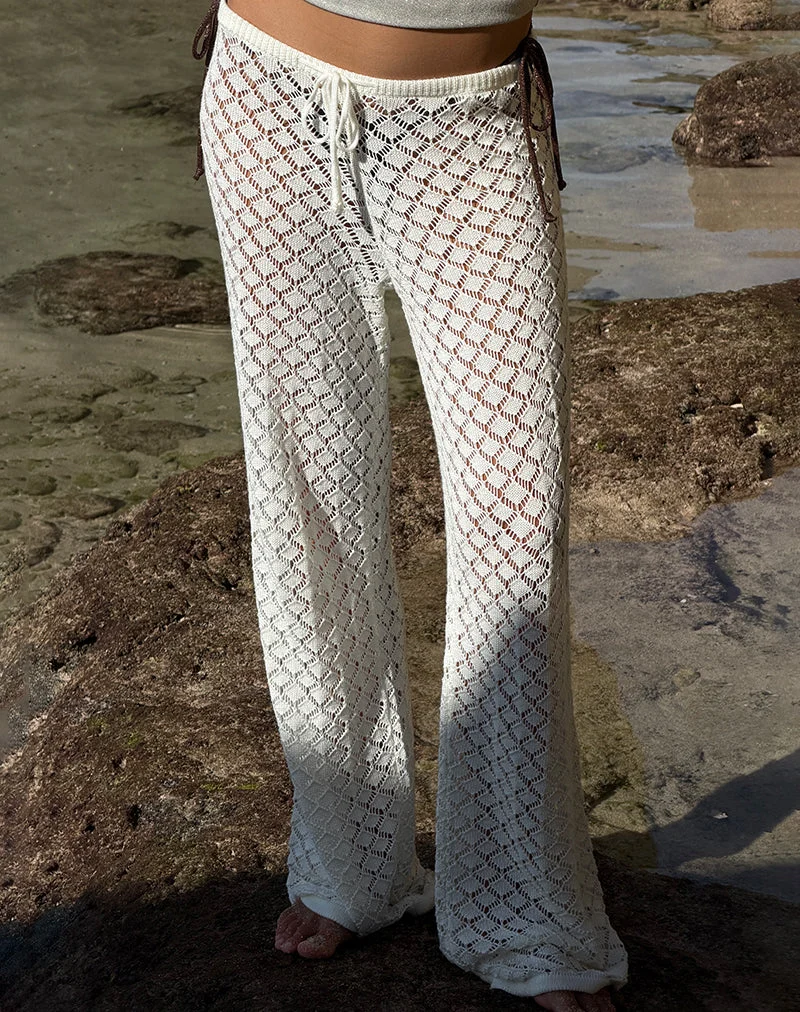 Pantalon Zahli en maille blanche