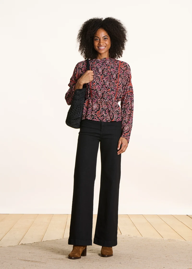 Jean large noir en coton biologique
