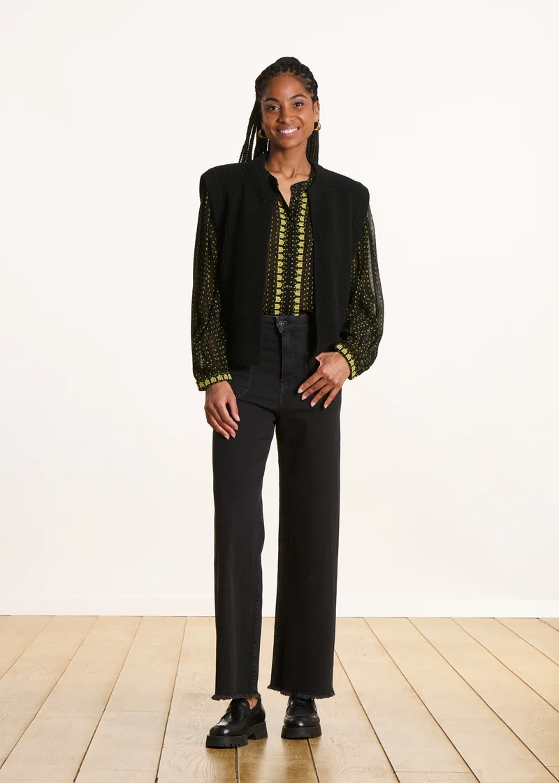 Jean flare noir taille haute en coton biologique
