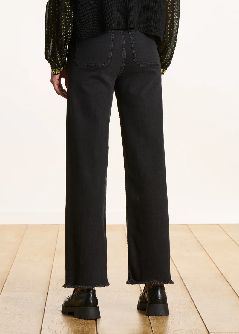 Jean flare noir taille haute en coton biologique