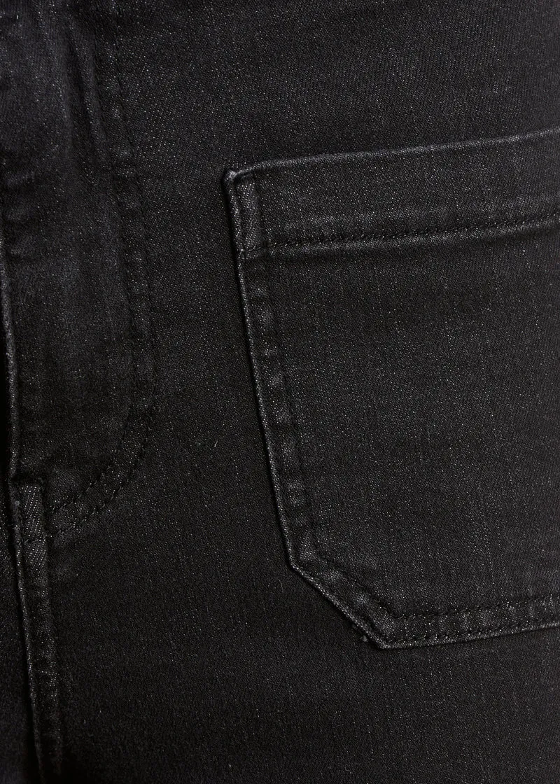 Jean flare noir taille haute en coton biologique