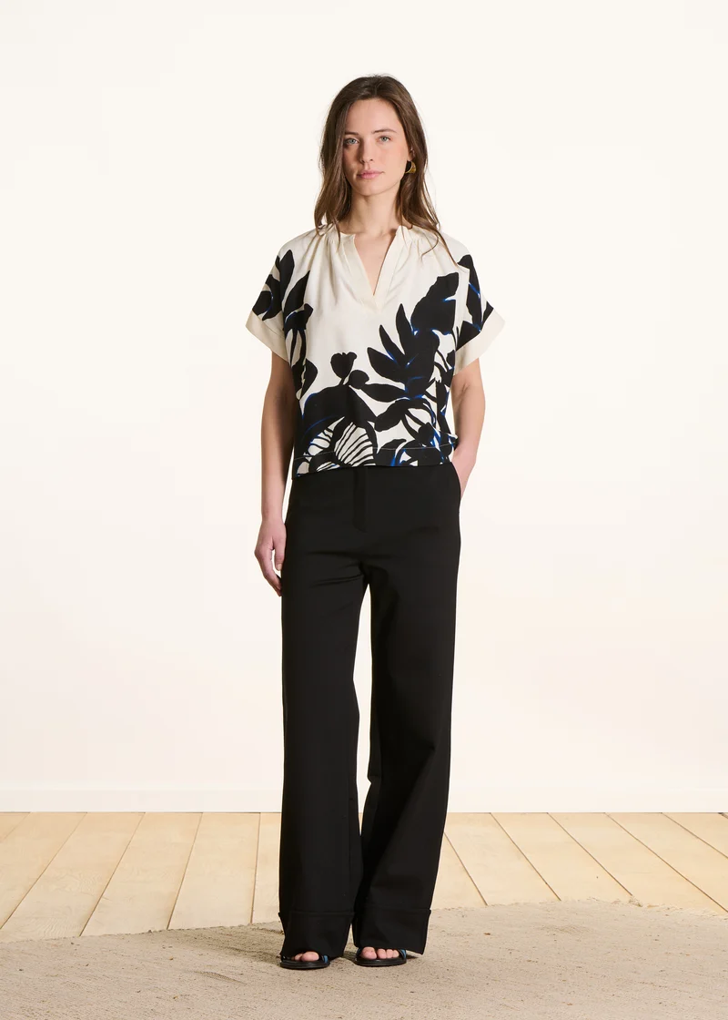 Pantalon en milano noir taille haute