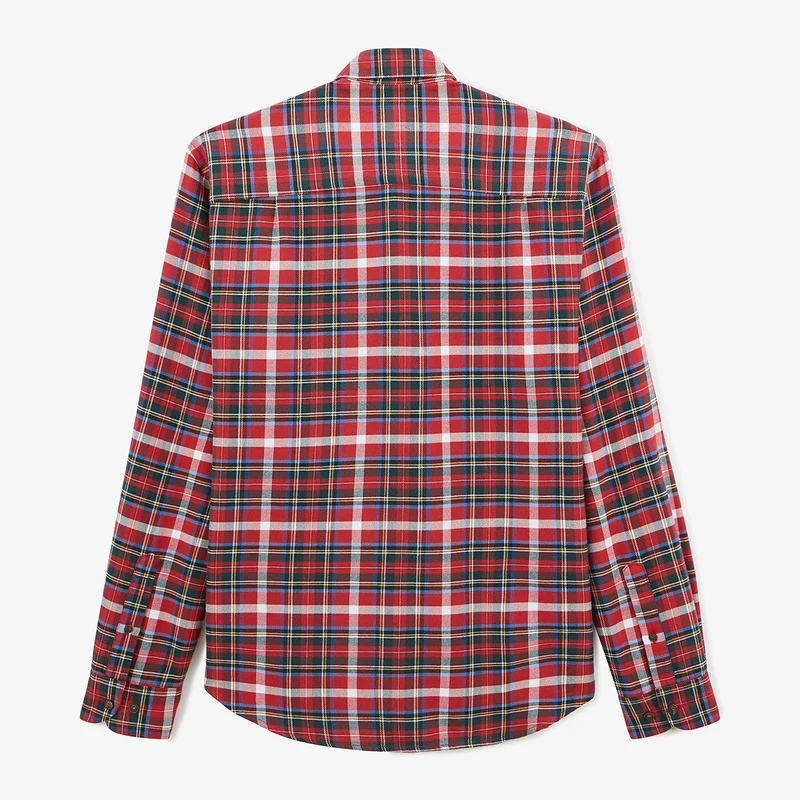 Chemise à manches longues brique à carreaux
