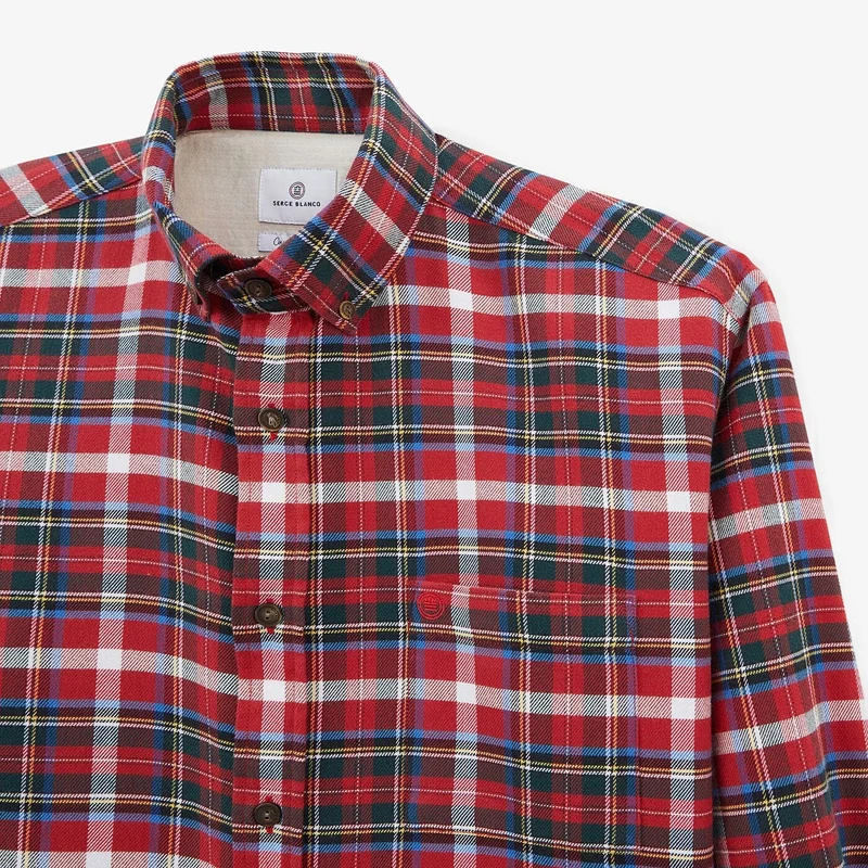 Chemise à manches longues brique à carreaux