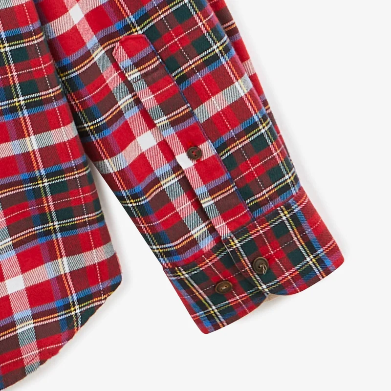 Chemise à manches longues brique à carreaux