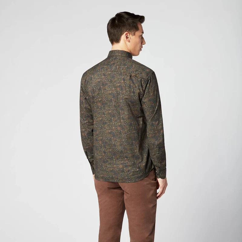 Chemise Manches Longues À Motif Fleur Fantaisie