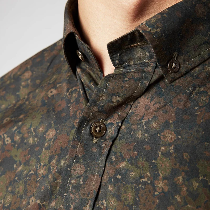 Chemise Manches Longues À Motif Fleur Fantaisie