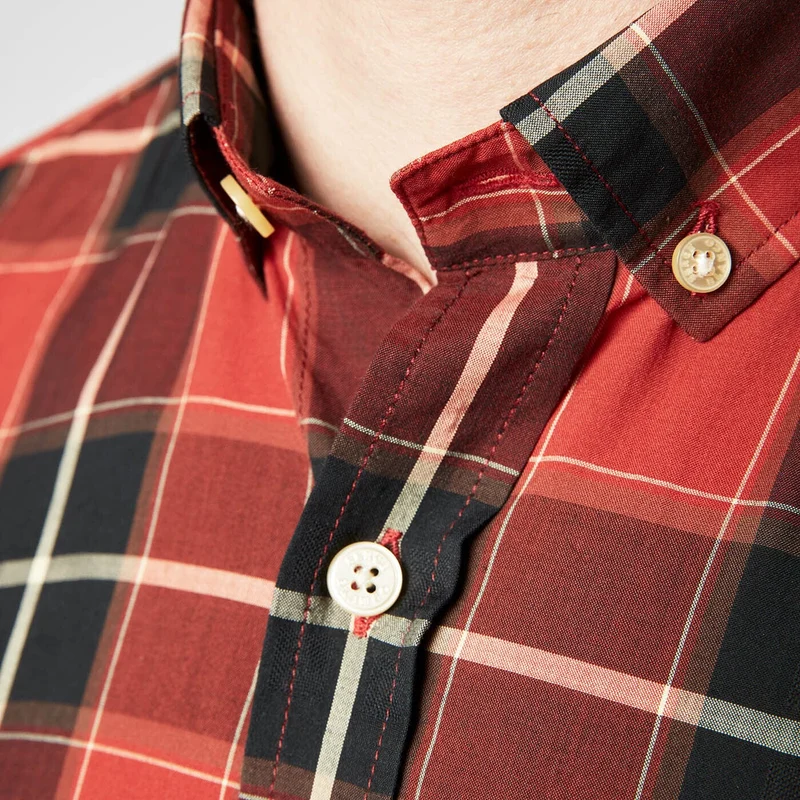 Chemise rouge à carreaux manches longues en coton