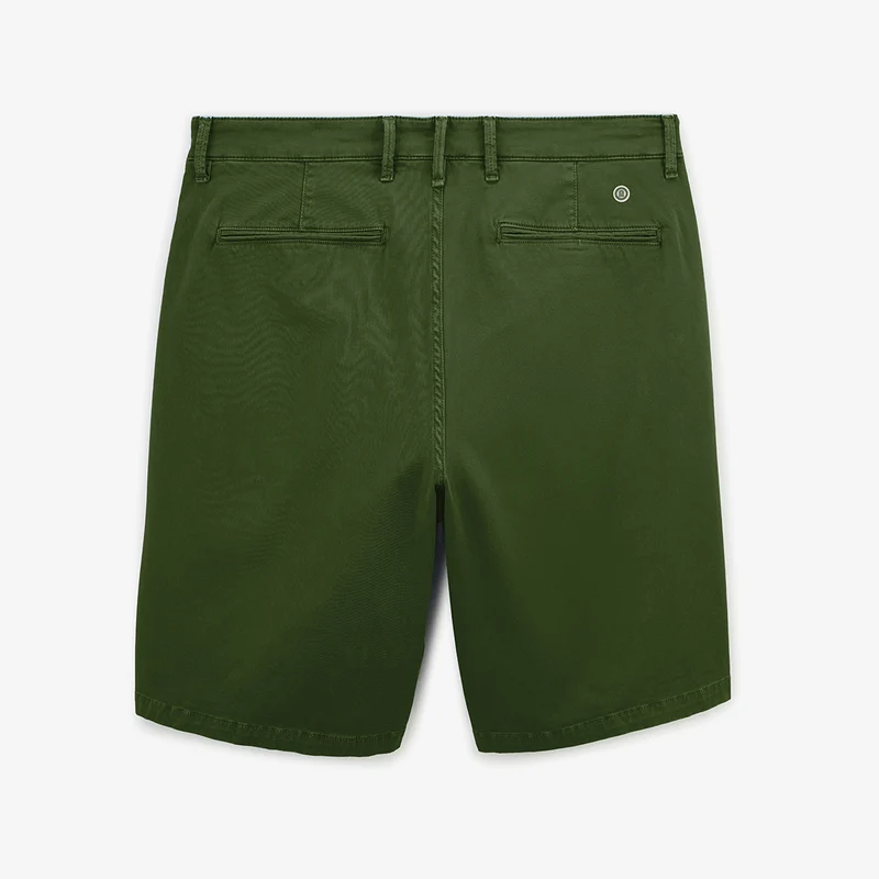 Bermuda 200 coupe droite en coton stretch vert olive