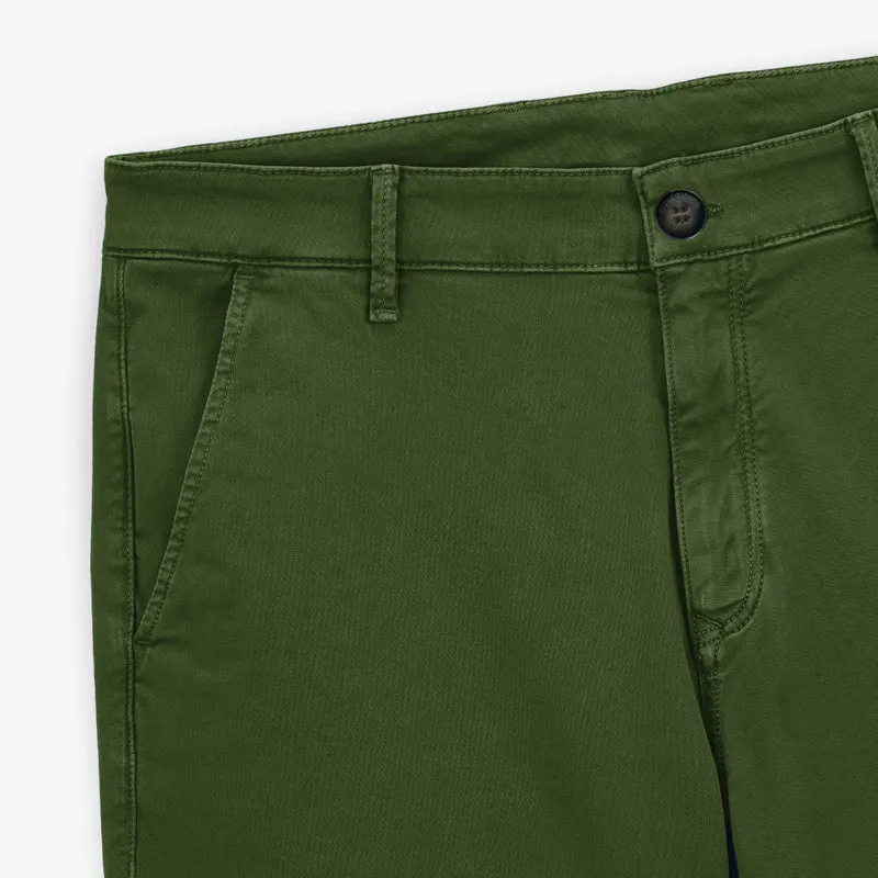 Bermuda 200 coupe droite en coton stretch vert olive