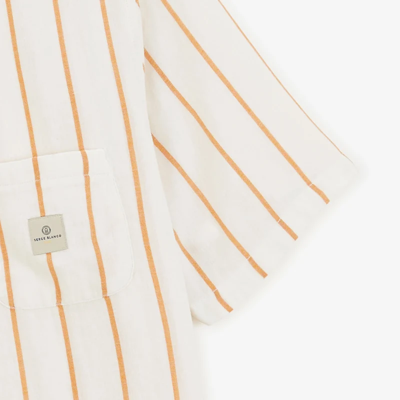 Chemise manches courtes rayée blanche en coton