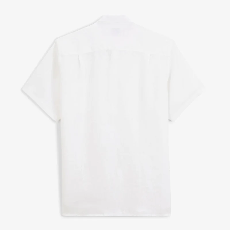 Chemise manches courtes unie en lin blanche
