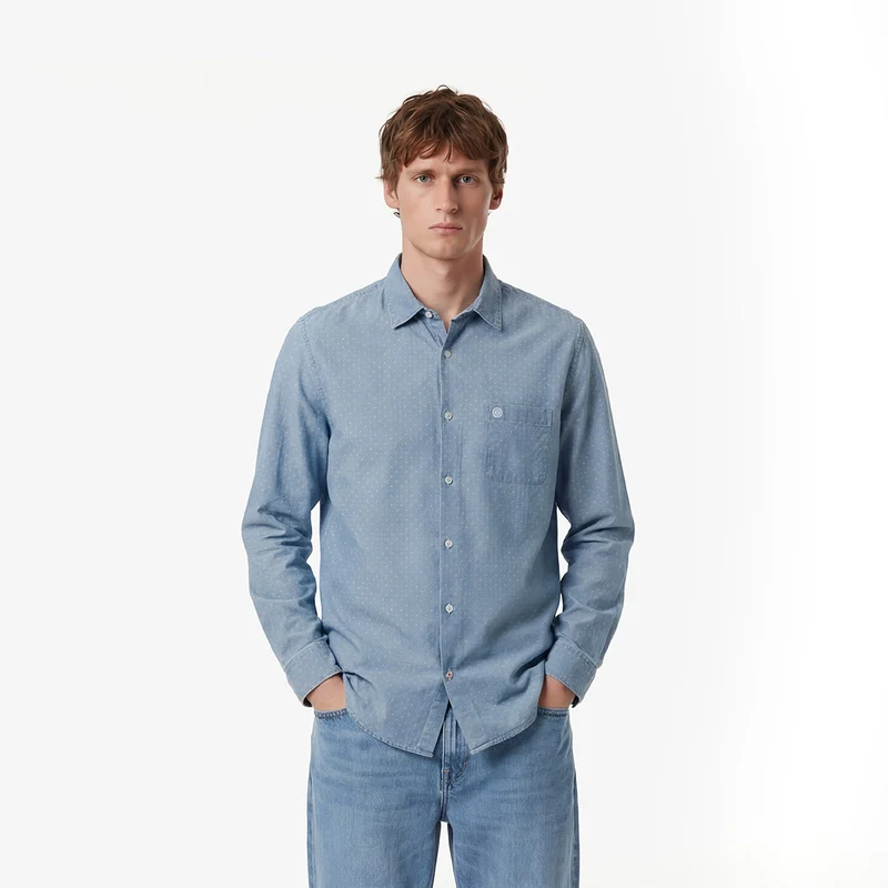 Chemise manches longues denim en coton