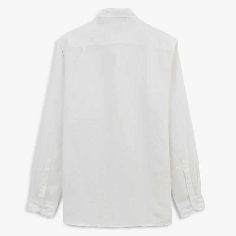 Chemise manches longues unie en lin blanche