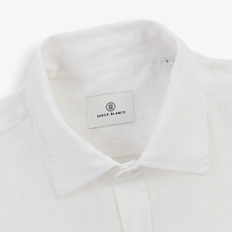 Chemise manches longues unie en lin blanche