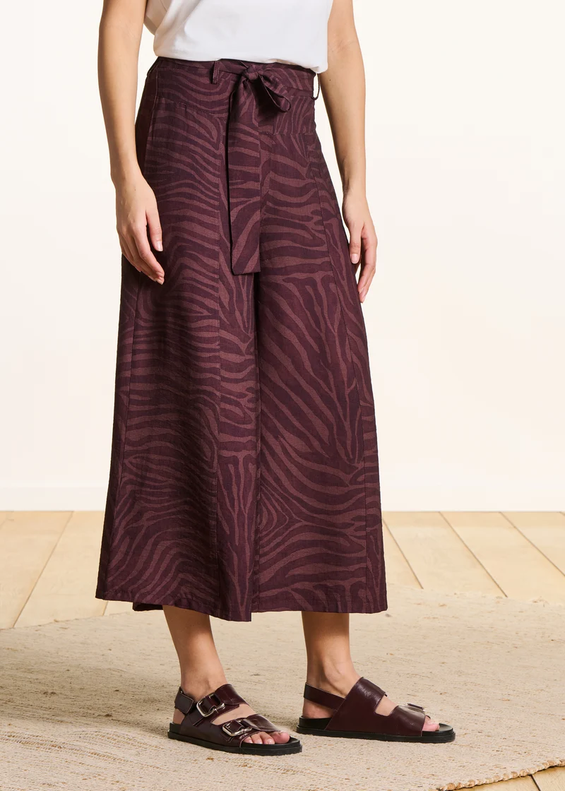 Pantalon marron 7/8ème à imprimé animalier