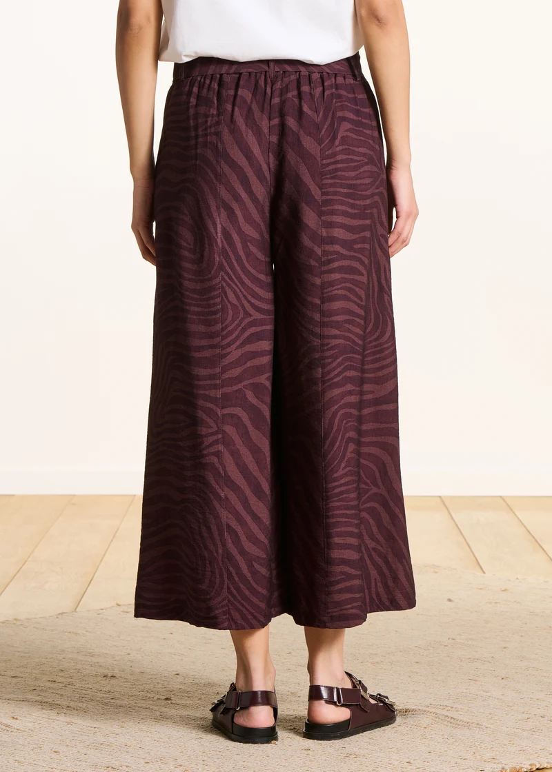 Pantalon marron 7/8ème à imprimé animalier