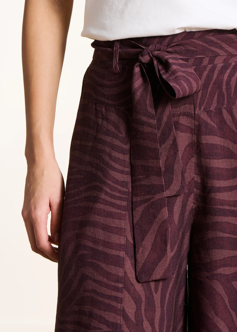 Pantalon marron 7/8ème à imprimé animalier