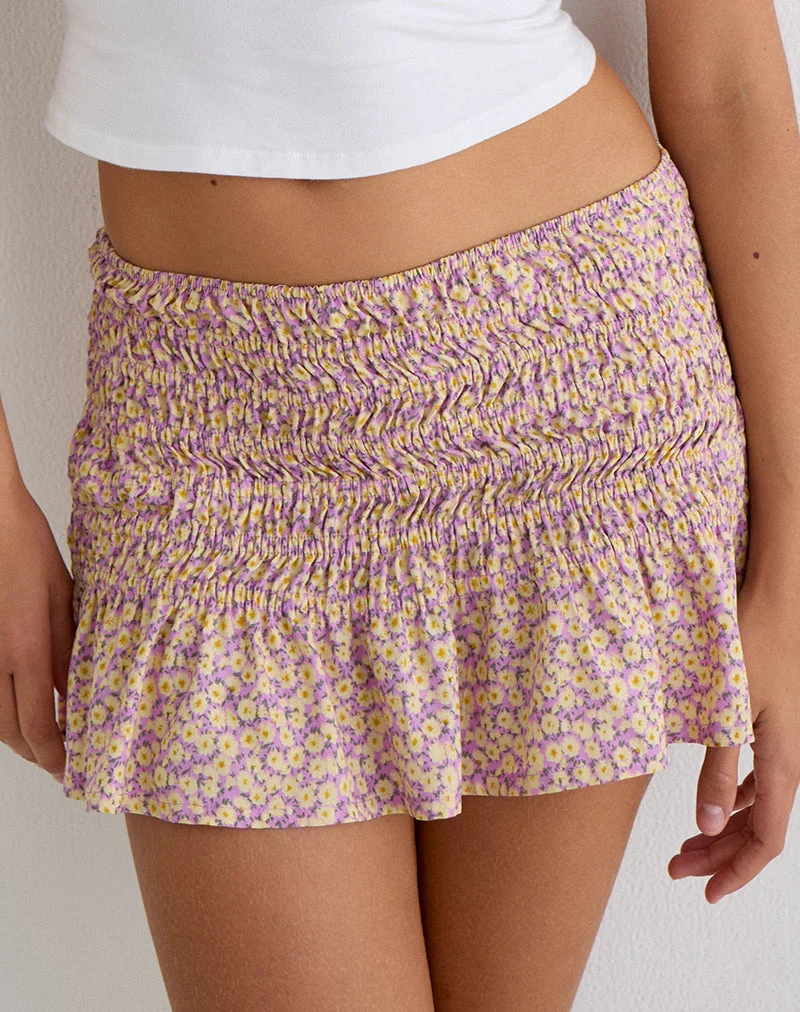 Mini-jupe Nalesa « Flower Fun » Lilas-Citron