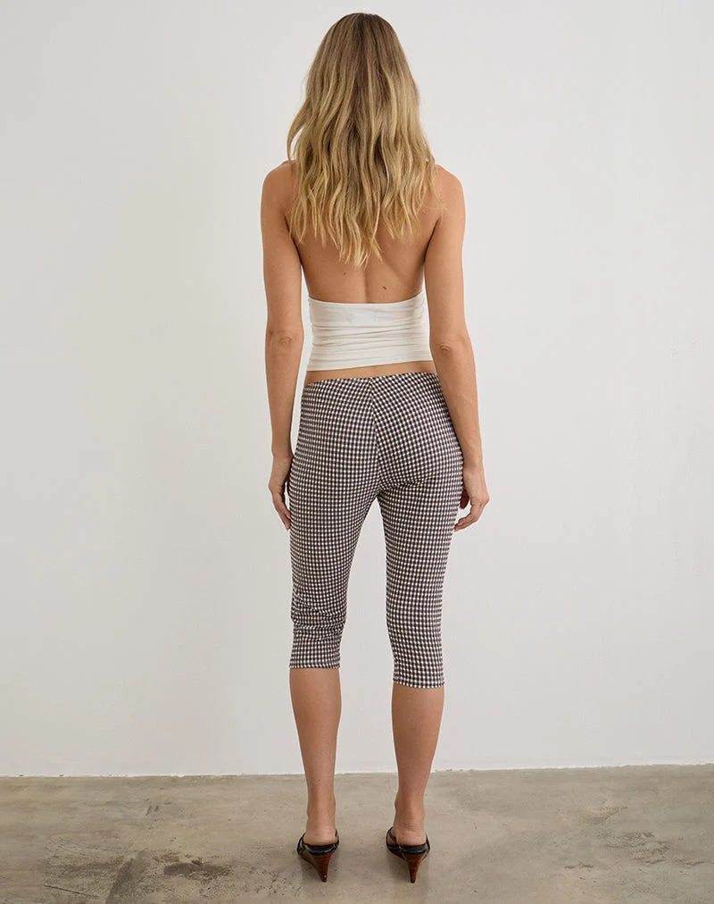 Casquette Tako Capri en seersucker à carreaux vichy marron