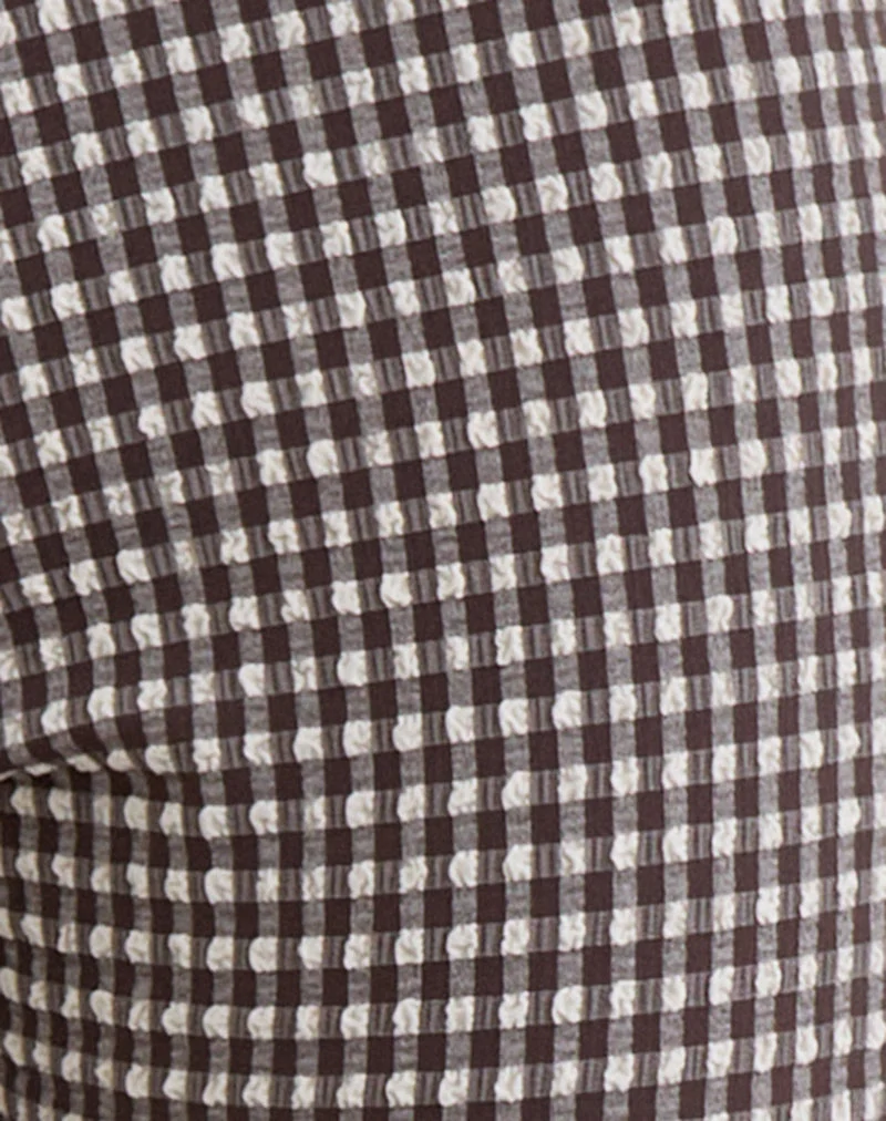 Casquette Tako Capri en seersucker à carreaux vichy marron