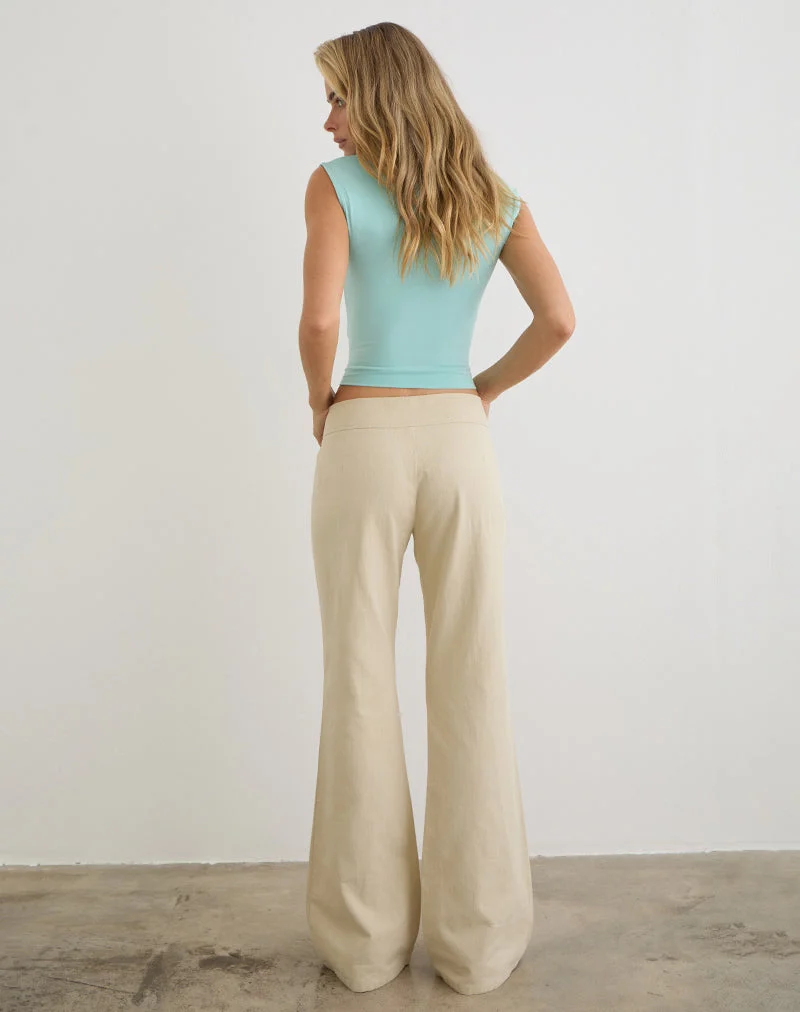Pantalon Nalita beige à boucle à la taille
