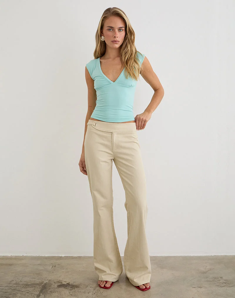 Pantalon Nalita beige à boucle à la taille