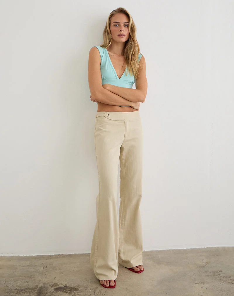 Pantalon Nalita beige à boucle à la taille