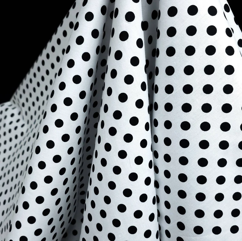 Popeline de coton | Pois noirs et blancs