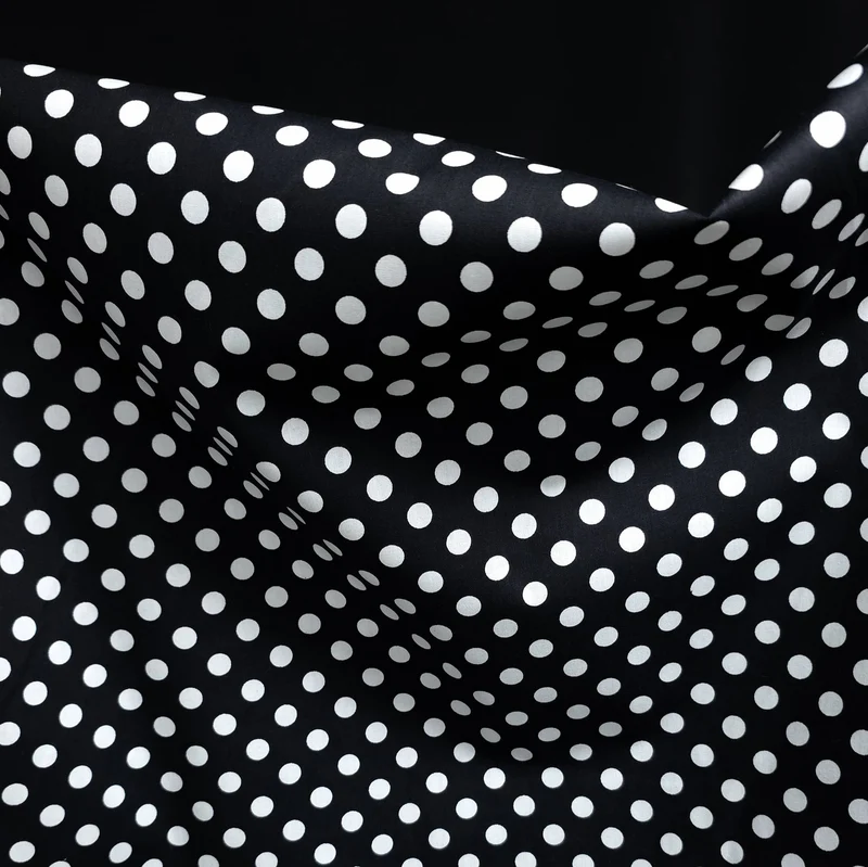 Popeline de coton | Pois noirs et blancs