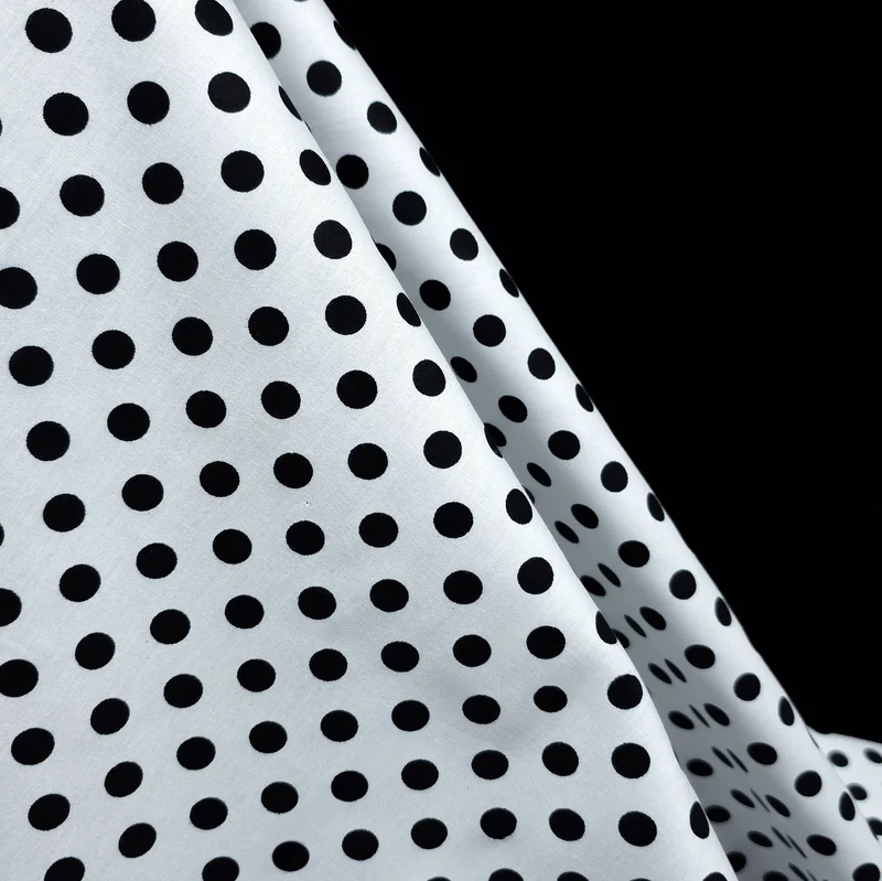Popeline de coton | Pois noirs et blancs