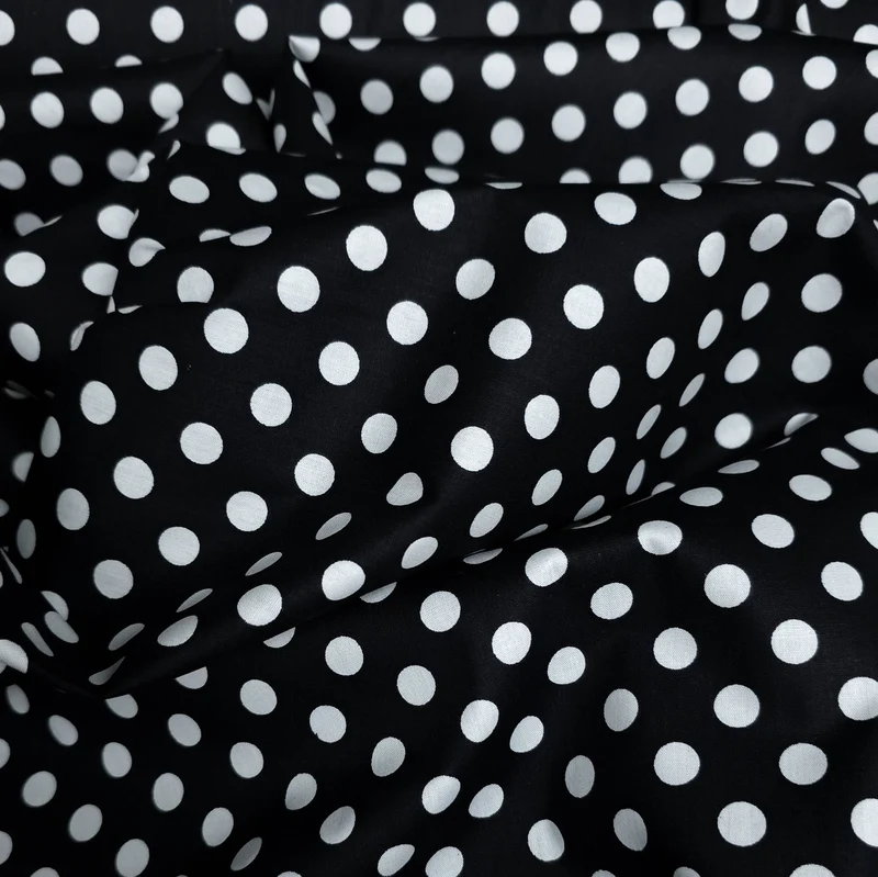 Popeline de coton | Pois noirs et blancs