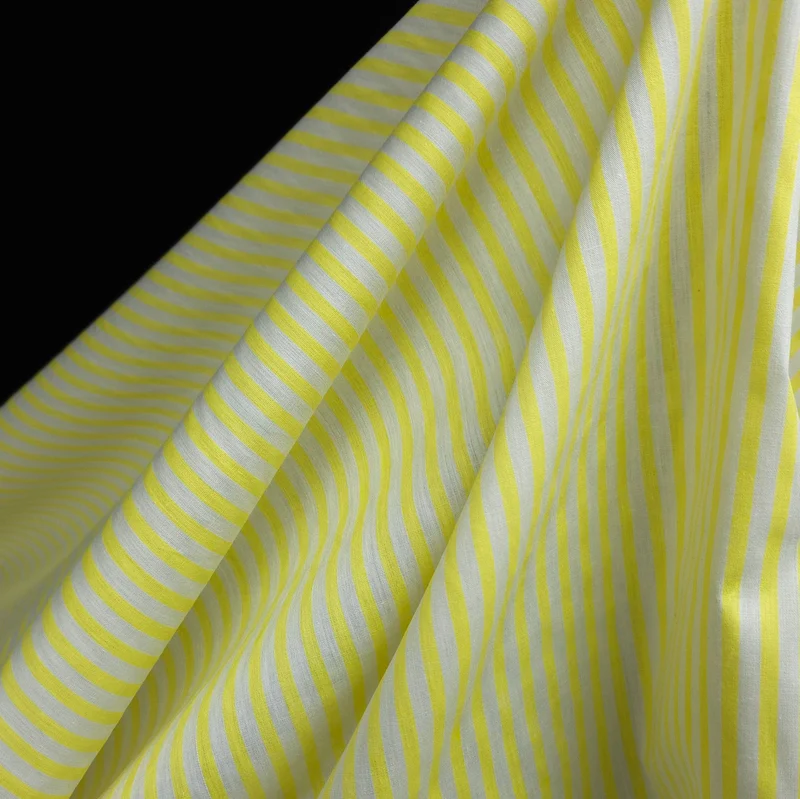 Coton pour Chemises | Rayures Citron et Blanches