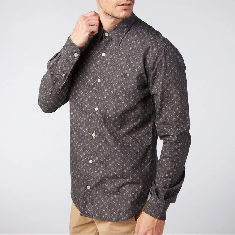 Chemise popeline imprimée charbon coupe ajustée