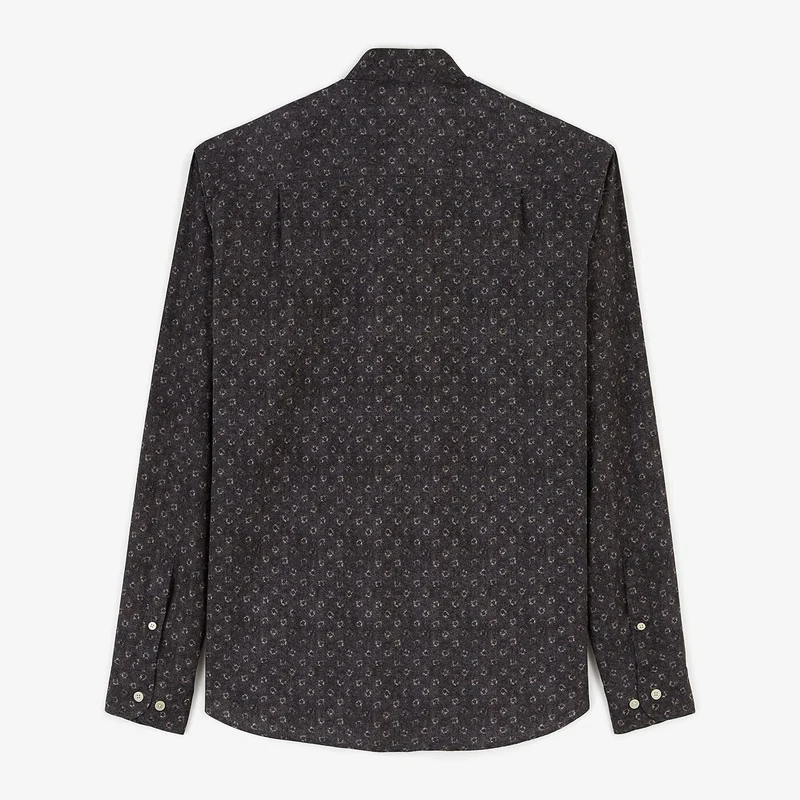Chemise popeline imprimée charbon coupe ajustée